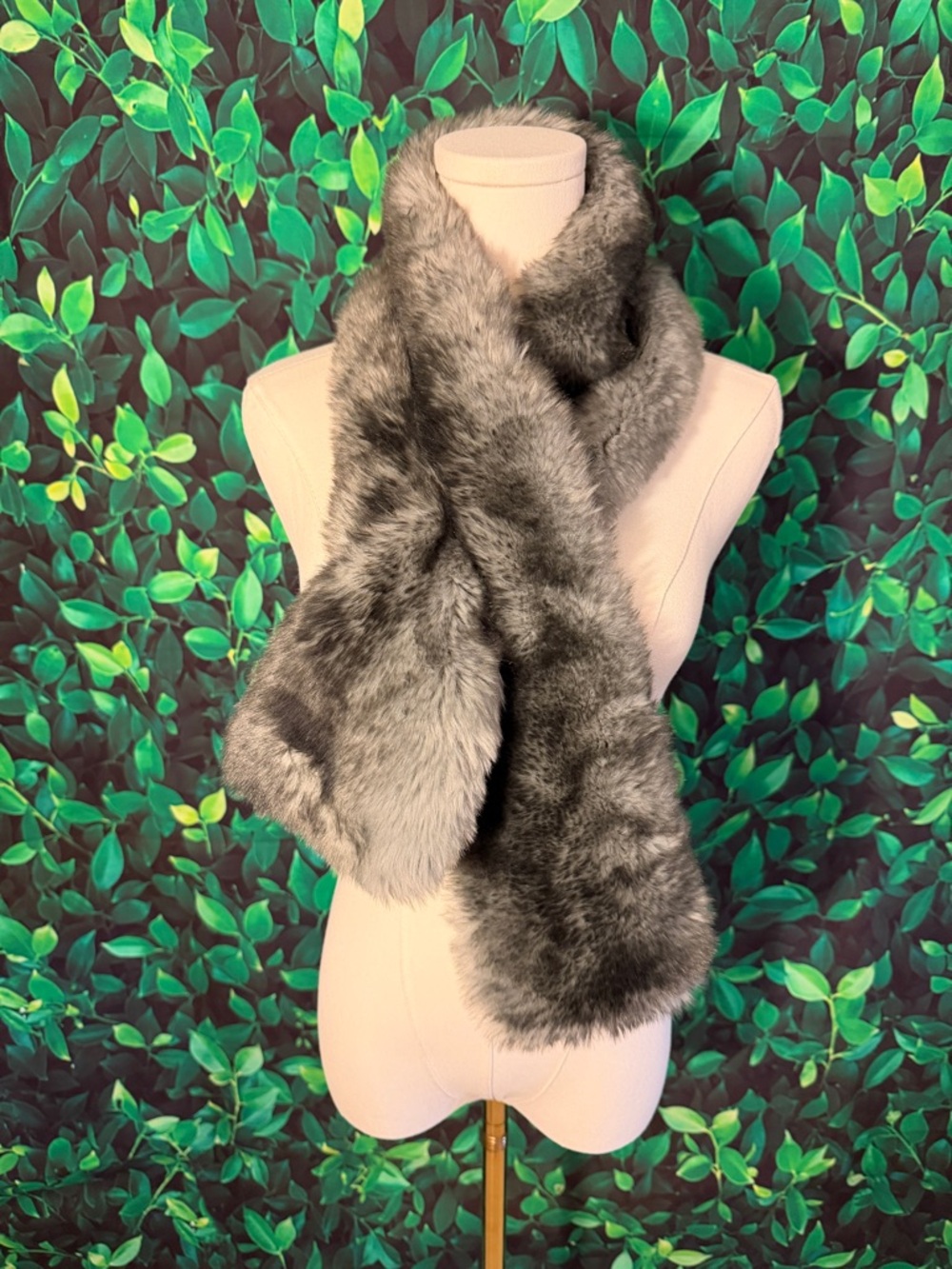 Calvin Klein Gray Faux Fur Wrap Scarf